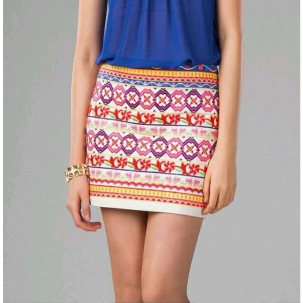 NWT Womens Francesca’s Harper Embroidered High Quality Fiesta Mini Skirt - Sz M